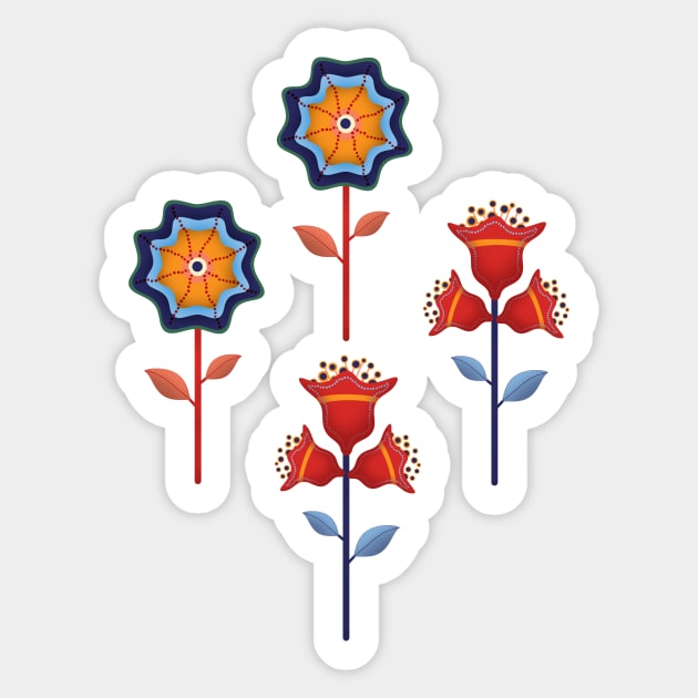 Retro Flowers VI Sticker by cesartorresart